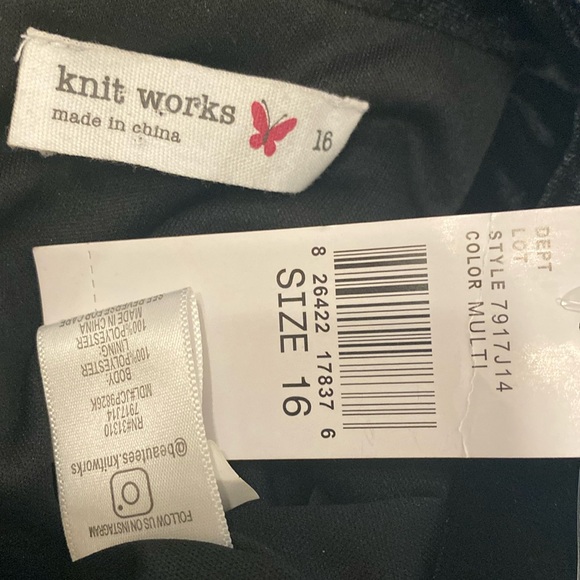 KNIT WORKS - NWT - jumpsuit: black lined mesh w 🌈 sequins & velvet straps - 16 - Picture 4 of 16